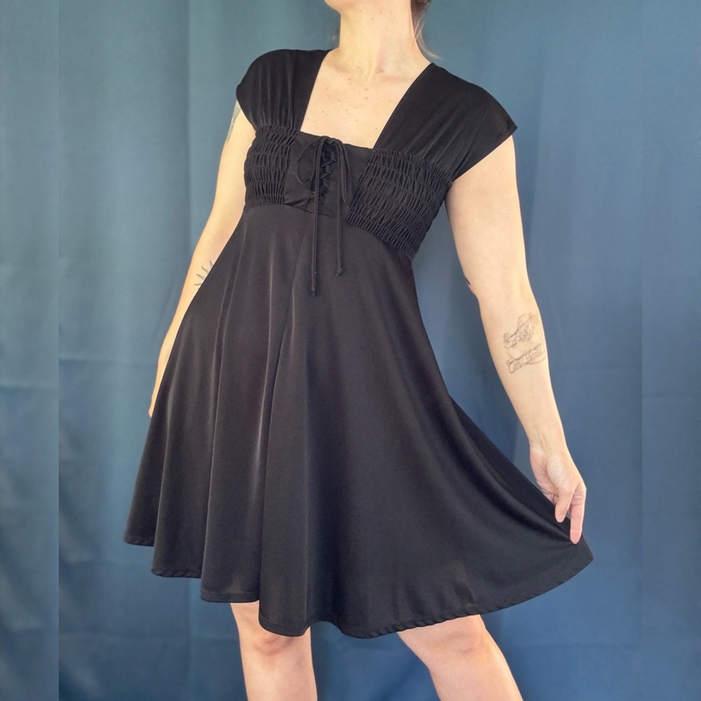 Betsey Johnson Black Fit-and-Flare Mini Dress